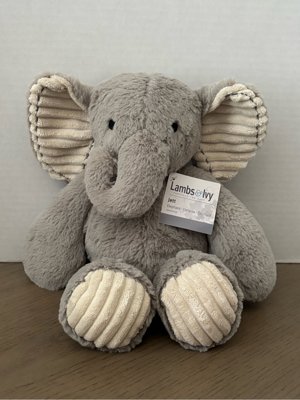 Lambs & Ivy Jungle Safari Gray Plush Elephant Stuffed Animal Toy Plushie - Jett